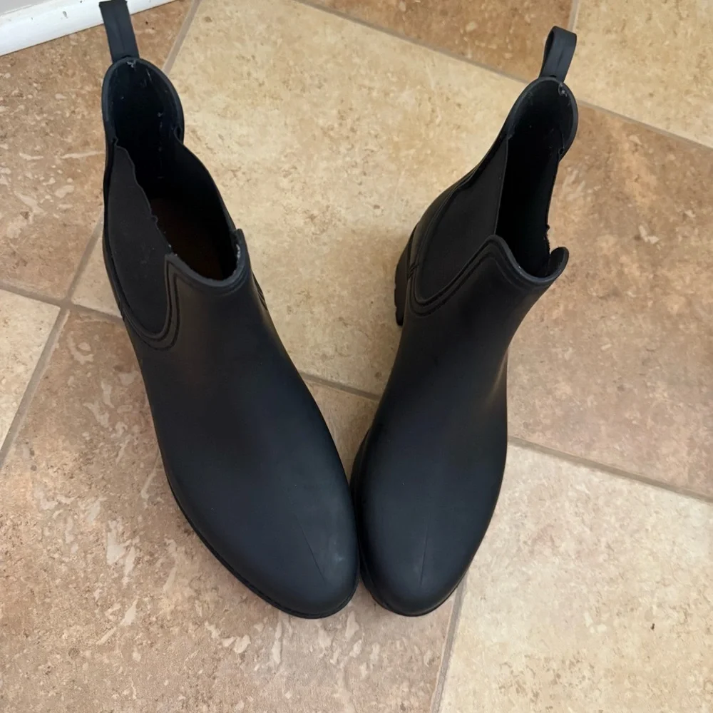 JEFFREY CAMPBELL CHUCKY PLATFORM MATTE BLACK CLOUDY RAIN BOOTIES 7.5